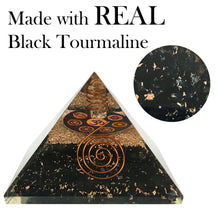 Load image into Gallery viewer, Black Tourmaline Orgone Positive Energy Generator, Orgone Pyramid, Healing Crystals, Chakra Stones, Reiki, Black Tourmaline Meditation Protection
