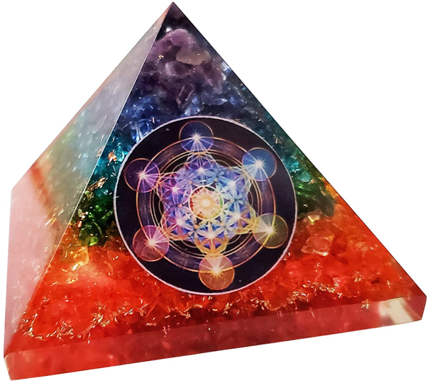 7 Chakra Orgy Pyramid, Natural Quartz, Positive Energy Generator, Orgonite Crystal, Reiki Healing, Meditation, Yoga, Spiritual Balance, Crystal Stones